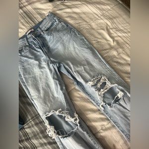 ripped straight leg jeans